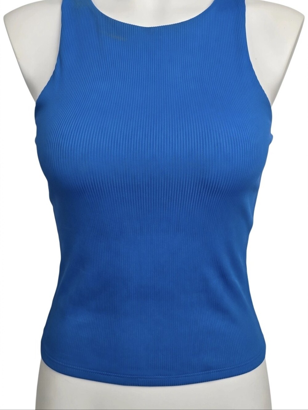 Express Body Contour Ribbed Tank Top - Blue